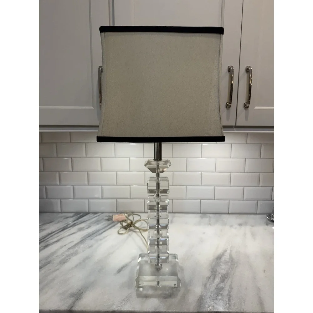 Amazing 1970's Rare Vintage MCM Lucite Stacked Square Table Lamp GW997